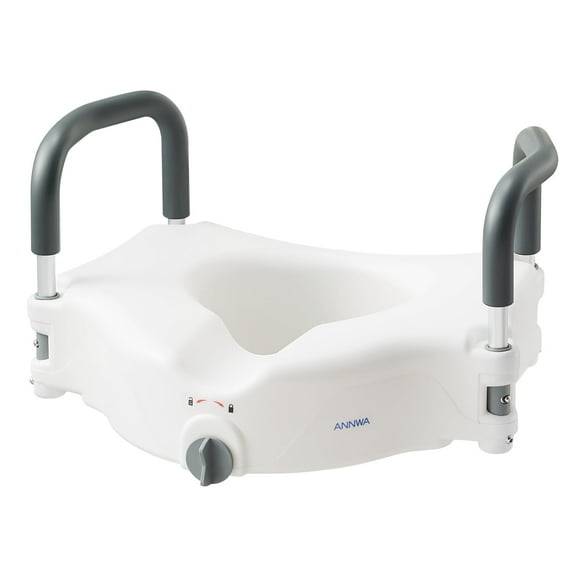 ANNWA Raised Toilet Seat With Handles, Elongated Toilet Seat Riser for Seniors, Handicap, Adds 5 Inches, Easy to Install, Padded Arms(N1FYT14)