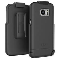 Galaxy S7 Belt Clip Case, Encased (SlimShield Series) Hybrid Cover w/ Secure-fit Holster (2pc set) (Smooth Black)