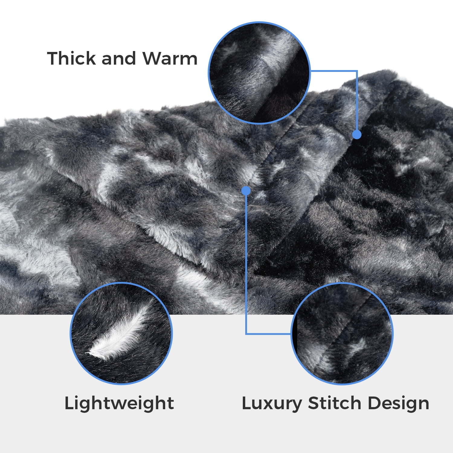 MOOFUN Faux Rabbit Fur Throw Blanket- 50x60 inches, Soft Fluffy Cozy Warm Fuzzy Machine Washable, Durable Blanket for Couch and Bed - Grey