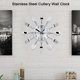 thumbnail image 3 of Reloj Acero Inoxidable Cubiertos Reloj Cuchillo Y Tenedor Cuchara Reloj De Pared Decoración De Cocina Plata, 3 of 7