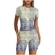 thumbnail image 1 of Blusas para Mujeres Casual Sólido Manga Corta Blusa de Cuello Redondo Y Pantalones Cortos Cintura Elástica Set de Dos Piezas, 1 of 4