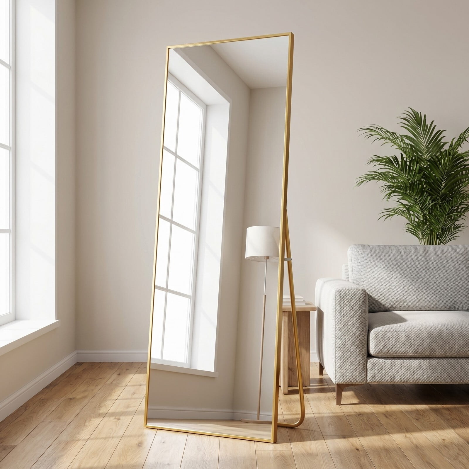Easy4Home 64"x21" Full Length Mirror Rectangular Standing Floor Mirror, Gold
