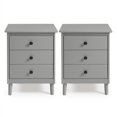 thumbnail image 4 of 3-Drawer Solid Wood Nightstand - 2 Pack - Gray, 4 of 6