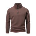 thumbnail image 2 of lkfuzj Men's Pullover Shirts 1/4 Zip Polar Fleece Sweatshirts Casual Long Sleeve Stand Collar Running Workout Sports Shirts Tops - Coffee, 2 of 4