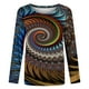 thumbnail image 4 of Blusa de cuello redondo de manga larga con estampado degradado de novedad clásica para mujer Pompotops  gfhjh19303, 4 of 5