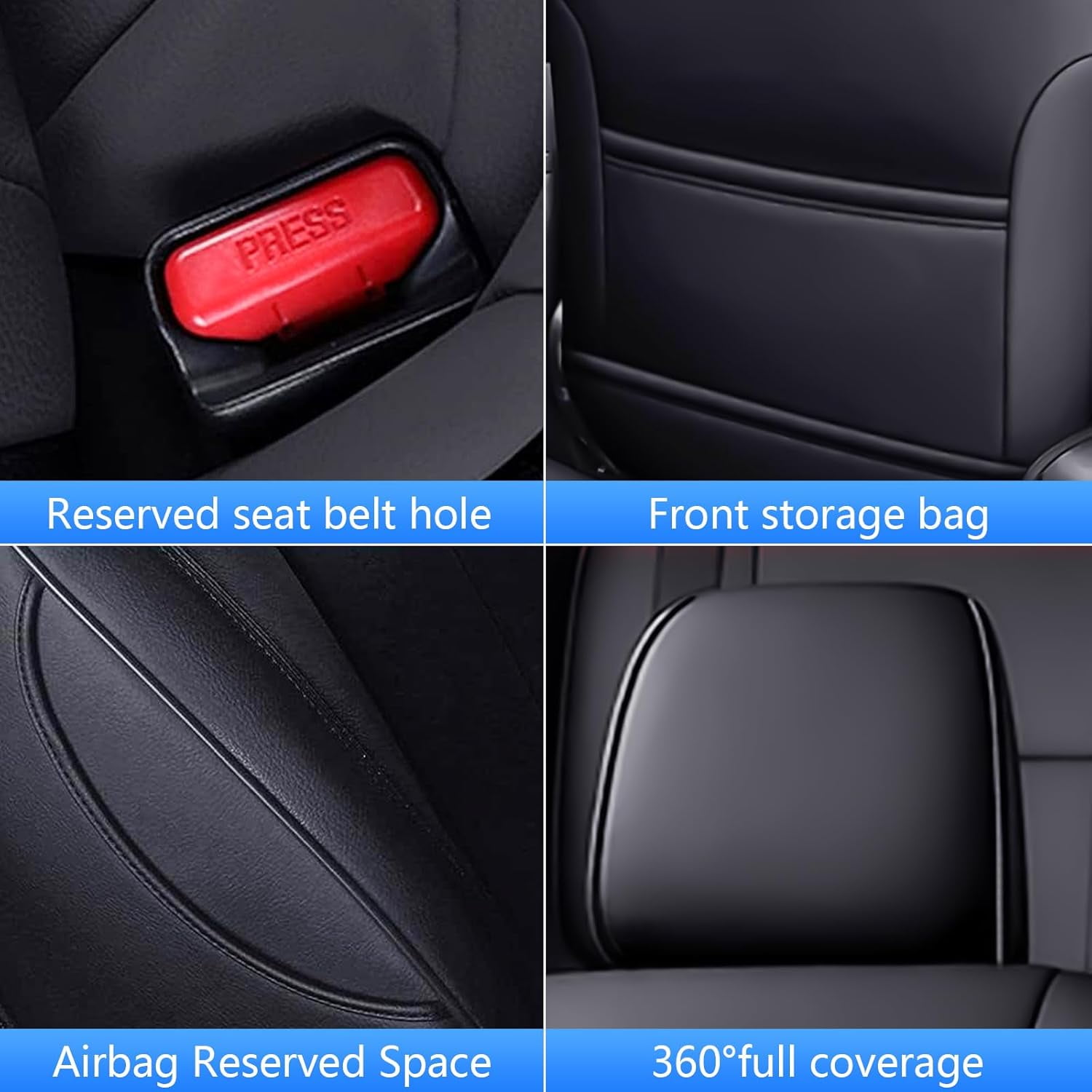 IKABEVEM Seat Cover Compatible with 2024 2025 Toyota Grand Highlander : Custom Fit Car Seat Covers for Grand Highlander Three Rows 8 Seats withwith Second Row 40/60 Split,Full Set Faux Leather Black