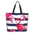 thumbnail image 2 of Bingfone Canvas Tote Bag for Women with Inner Pocket Aesthetic Cute Shopping Tote Bags Reusable Grocery Bags-Pink Flamingos, 2 of 9