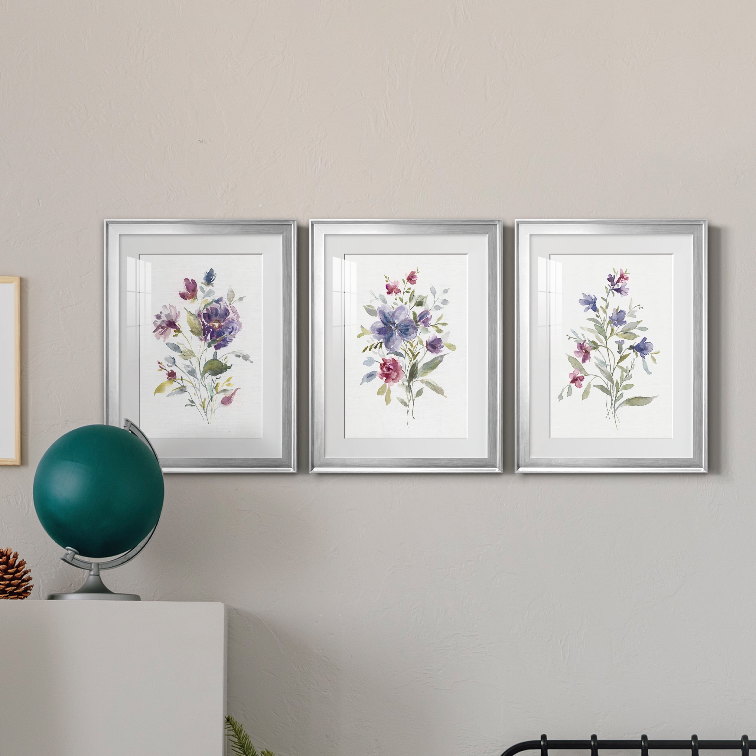 Color Variety I Premium Framed Prints Set of 3 - Ready to Hang - 22 x 30 Each - Silver Frame