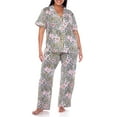 thumbnail image 3 of White Mark Women's Short Sleeve & Pants Tropical Pajama Set, 3 of 10