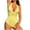 Yellow 13011, variant on OWMEOT Halter One Piece Swimsuit for Women Low Cut V-Neck Tummy Control Bathing Suits Casual Ruched Swimwear for Beach Summer Vacation
