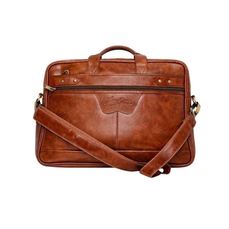 HANDMADE Vegan Leather Laptop Messenger BagI Padded Laptop Compartment I Carry Handles with Adjustable Strap I Fits Upto 15.6 Inch Laptop/MacBook I Padded Laptop Compartment