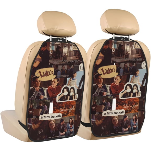 Gilmore Girls Car Back Seat Organizer 2 Pack Anti-Kick Storage Mats with Storage Pockets, Universal Vehicle Seat Kick Protectors from Footprints, Scratches 18.5x26.4 Inches