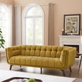 thumbnail image 4 of Alosio Mid-Century Modern Chesterfield Tufted Back Gold Velvet Living Room Sofa, 4 of 7
