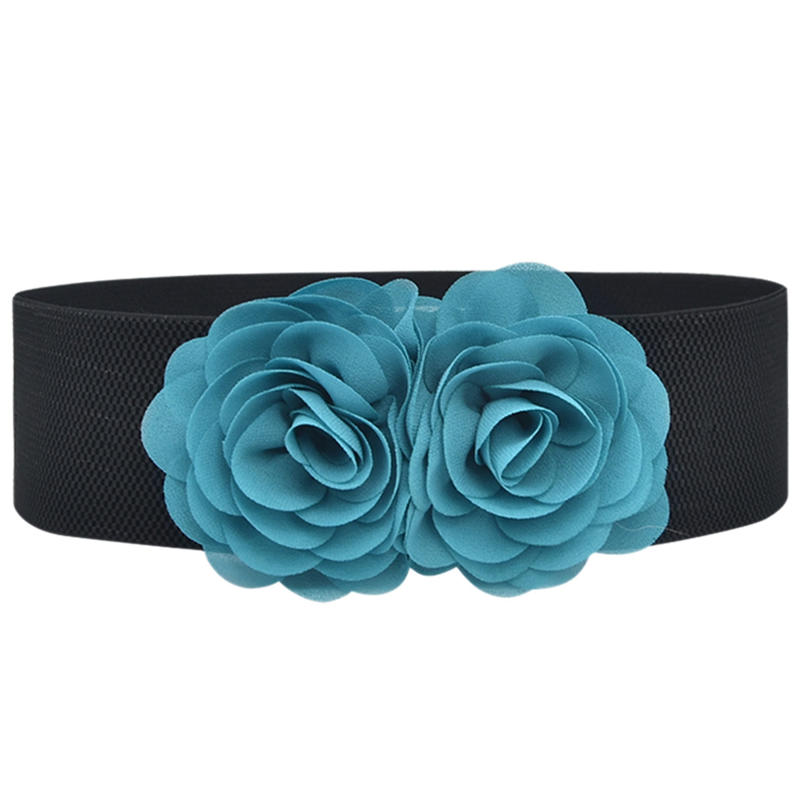 Women's Belt Teal Blue Leather Belt Wide Obi Belt Wrap 3 Inch