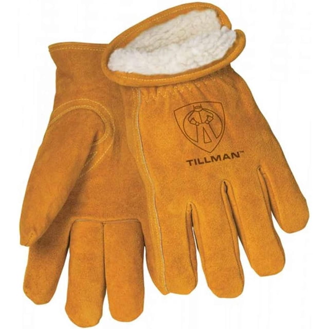 Guantes protectores Tillman 1450 de piel de vaca partida con forro de vellón, talla mediana