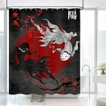 thumbnail image 3 of Black and White Fish Shower Curtain, Yin Yang Shower Curtain, Japanese Anime Cherry Blossom Red Sun Shower Curtain Set Waterproof Bath Curtain Bathroom Decor with 12 Hooks, 72x72 inches, 3 of 6
