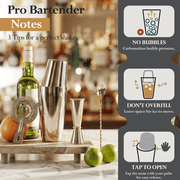 4PCS Boston Cocktail Shaker Set Bartender Kit Drink Shaker Bar Set Stainless Steel Cocktail Shaker Kit Margarita Martini Shaker Bar Supplies