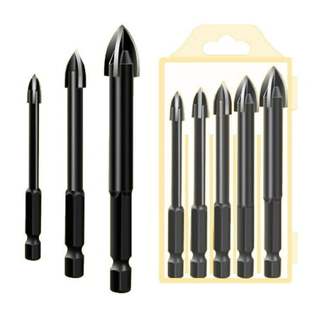 

amousa 5PCS Efficient Universal Drilling Tool Titanium Combination Drill Tap Bits Set Glass Tile And Concrete Drill Bit