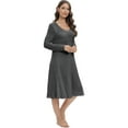 thumbnail image 3 of Women's Nightgown Super Soft Modal Sleepwear Nightshirt Long Sleeve Nightdress comes with Chest Pads Solid Color Pajamas Dress Loungewear,Gray S-2XL, 3 of 9