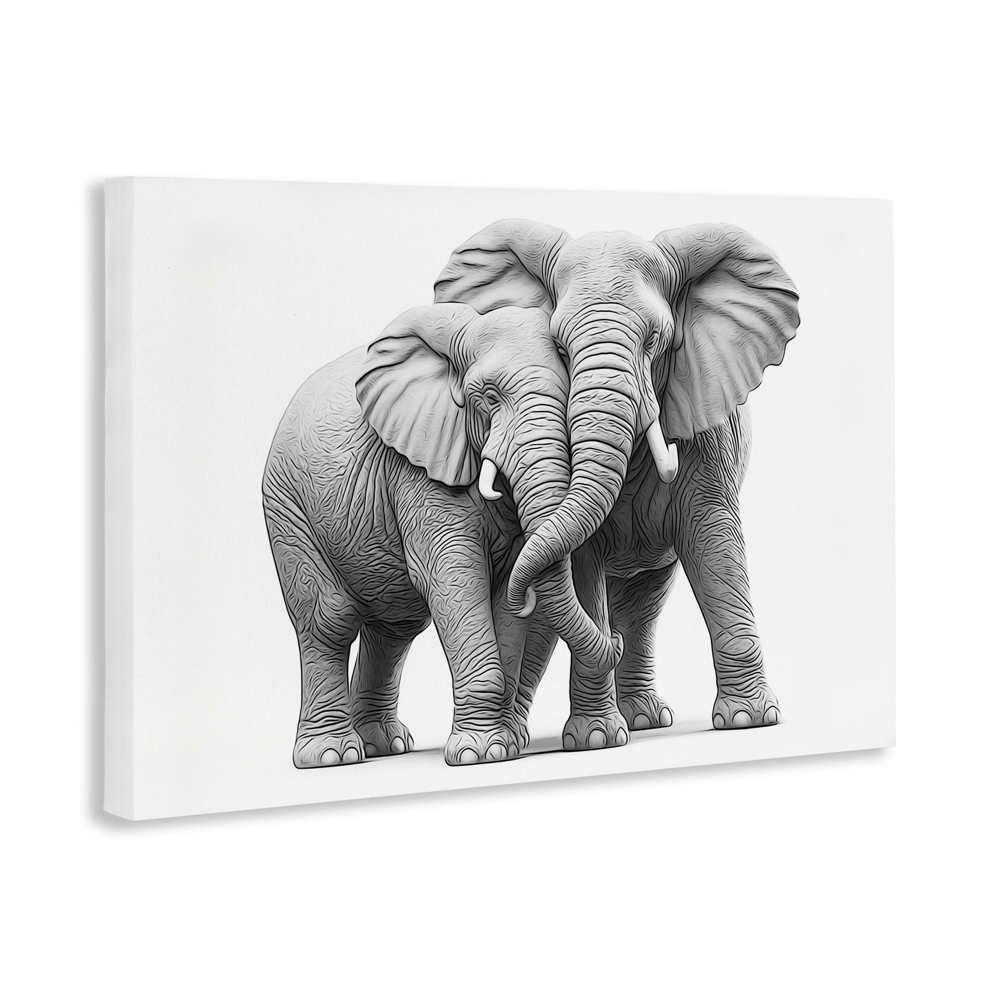 Stupell Industries Hugging Elephant Pair Animals & Insects Painting Gallery Wrapped Canvas Art Print Wall Art, 36 x 24