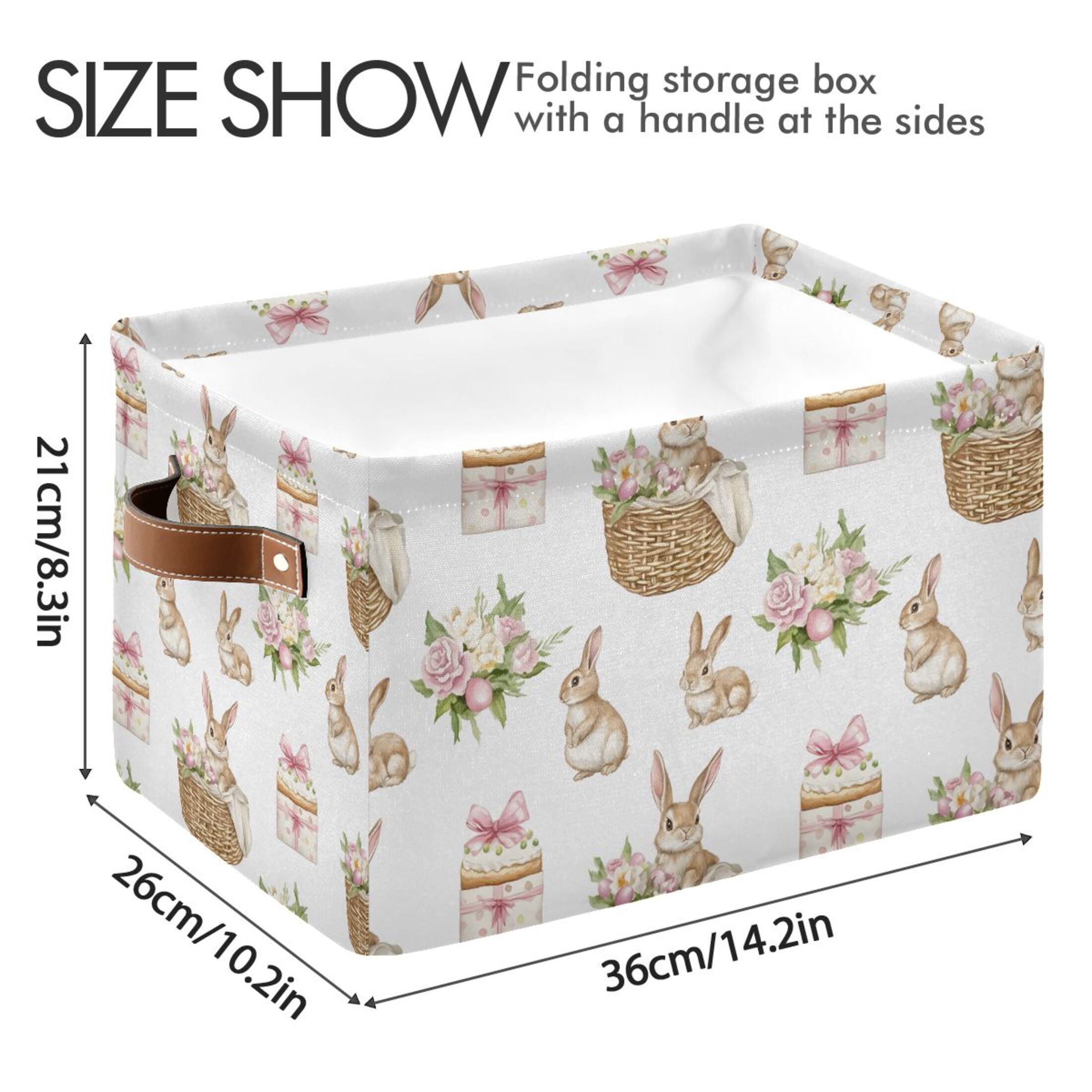 Ryvnso Easter Rabbit Storage Basket Large Bin Foldable Boxes Toys Organizer 14.2x10.2x8.3in 2 PCs