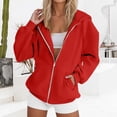thumbnail image 4 of Hoodies for Women Hoodie Fashionable Casual Solid Zipper Inner Rabobs Sleeve Sweatshirt Hemlock, 4 of 7