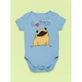 thumbnail image 3 of I Love Pugs Bodysuit Infant -Image by Shutterstock,  12 Months, 3 of 4