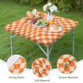 thumbnail image 4 of Orange and White Wavy Checkerboard Pattern Square Fitted Tablecloth with Elastic Edge,Square Table Cover,Washable Elastic Table Cover for Home Kitchen Party Decor 34"x34", 4 of 6