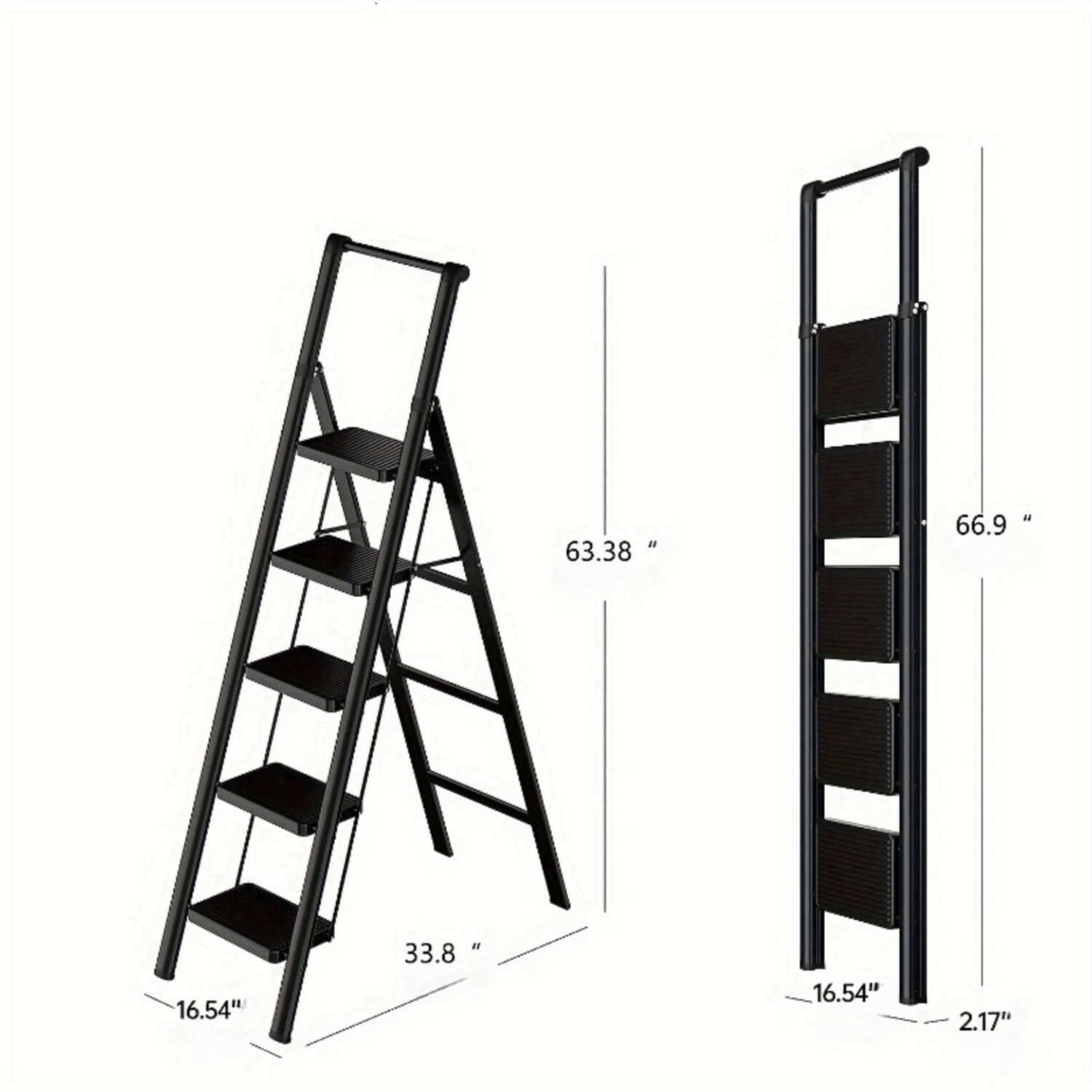 step stool 5step ladder with anti slip wide pedals lightweight easy to carry handle folding multi purpose steel ladder suitable for home and office use