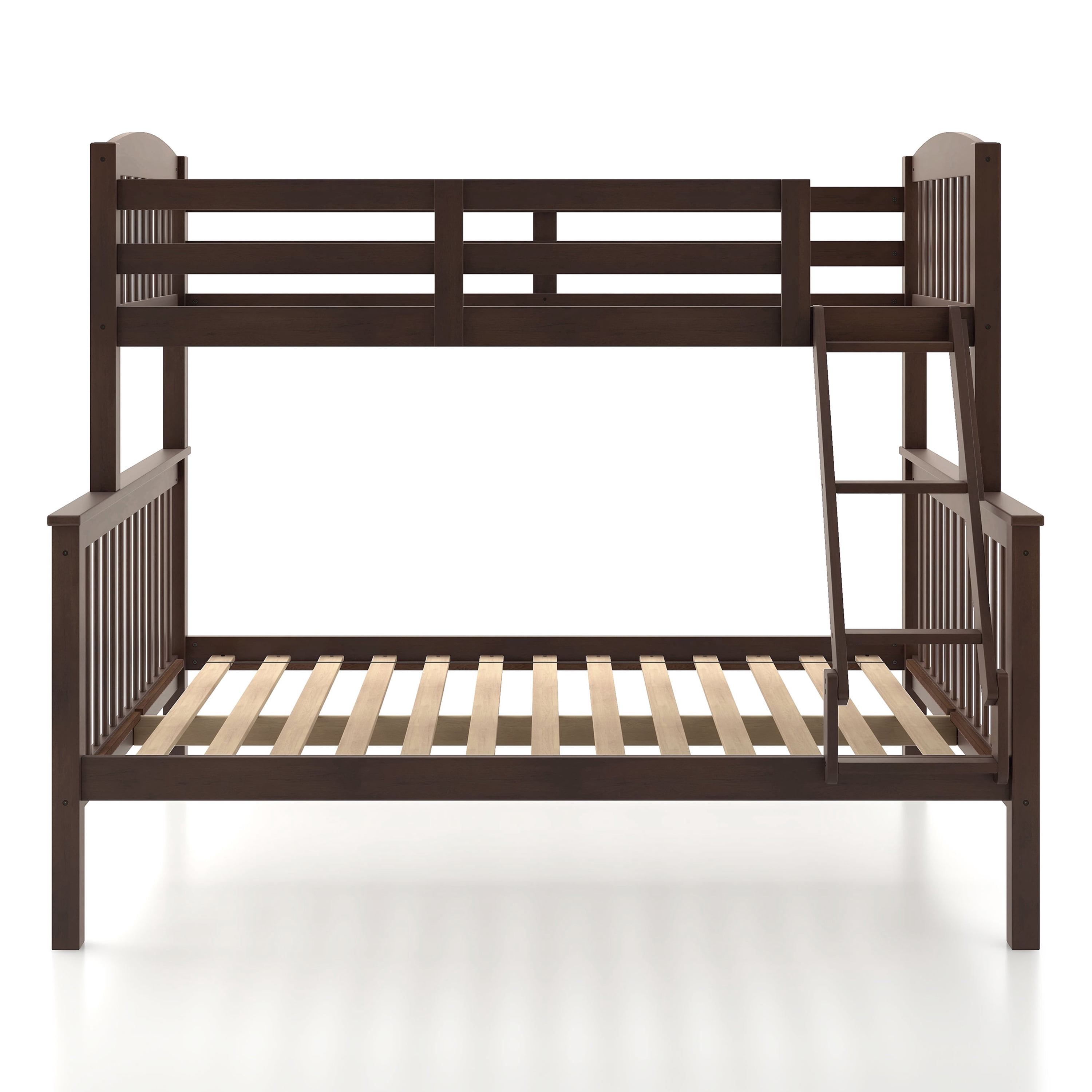 Furniture of America Aida Twin over Full Kids Wood Dark Brown Bunk Bed with Ladder