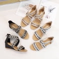 thumbnail image 4 of Women's Roman Wedge Sandals - 5cm Platform Open Toe Gladiator Sandals with Back Zipper, 4 of 18