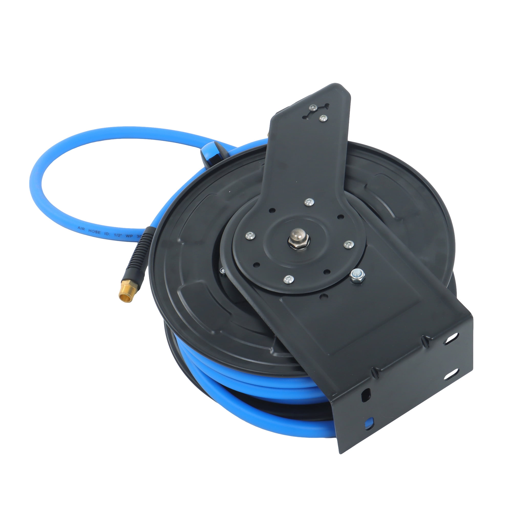 labwork 1/2'' X 50' Wall Mount, 300PSI Retractable Air Hose Reel, Auto Rewind Retractable Reel With Air Hose, 1/2" Npt, Blue