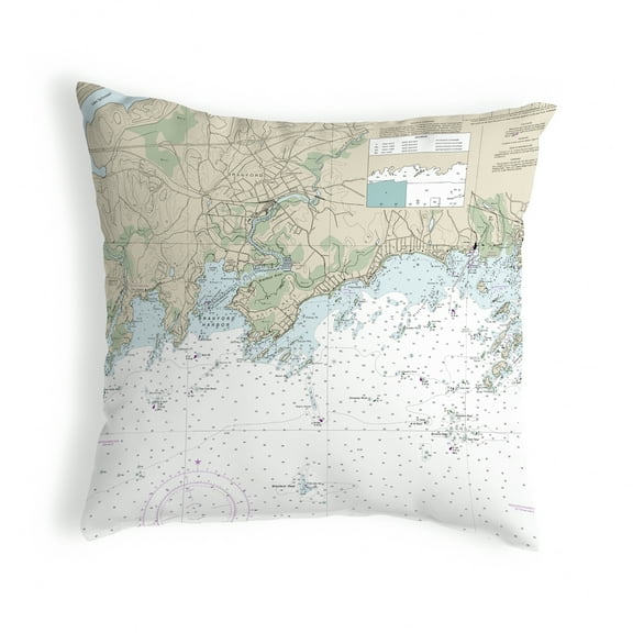 Betsy Drake Branford Harbor - Indian Neck, CT Nautical Map Noncorded Pillow
