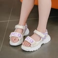 thumbnail image 2 of kpoplk Girls Open Toe Princess Flat Sandals Flower Dress Shoes Little Kid Summer Flats(Purple,13.5), 2 of 8