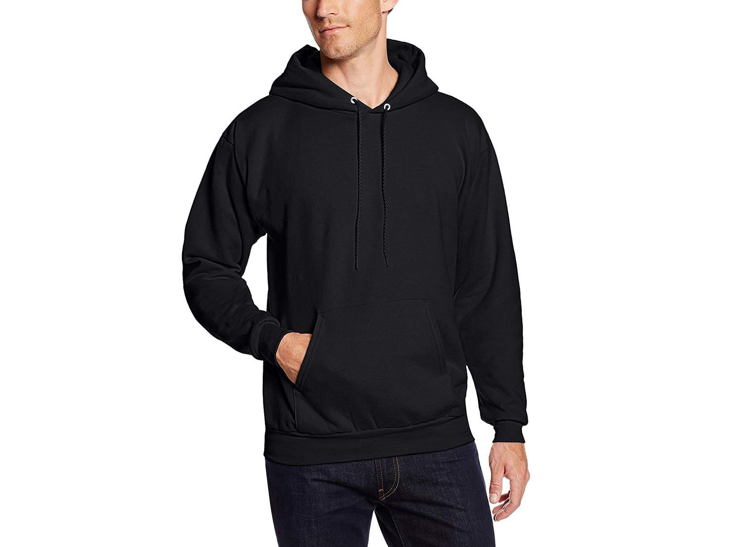 Hanes - Hanes Men's Pullover Ecosmart Fleece Hooded Sweatshirt,, Black ...