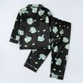 thumbnail image 6 of ZHOGXU Big Kids Boys Pajama Sets Long Sleeve Lapel Cartoon Print Tops And Pants Soft Comfortable Sleepwear Outfits For Daily Wear Green 9-10 Years, 6 of 9