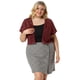 thumbnail image 3 of Women's Plus Size Shrug Cardigan Lace Allover Open Front Short Sleeve Crop Bolero Jacket Burgundy 1X, 3 of 7