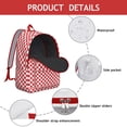 thumbnail image 4 of White Red Checkered Backpack for School,Cute School Bag,Schoolbag with Adjustable Shoulder Straps & Padded Back,15.7"x11.8"x5.5", 4 of 5