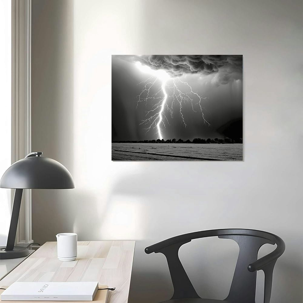 COMIO Black and White Wall Art Canvas Modern Wall Art Tornado with Lightning Pictures on Wall Art for Home Office Decorations Living Room Bedroom and Kitchen Decor Framed Canvas Prints