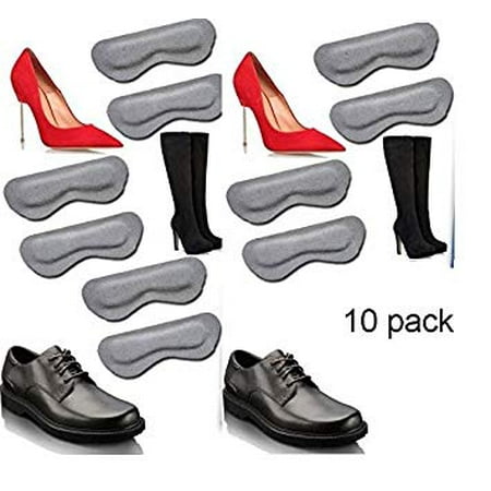 Padded Suede Leather Heel Grips Grey Five Pair Value Pack (10 piece)