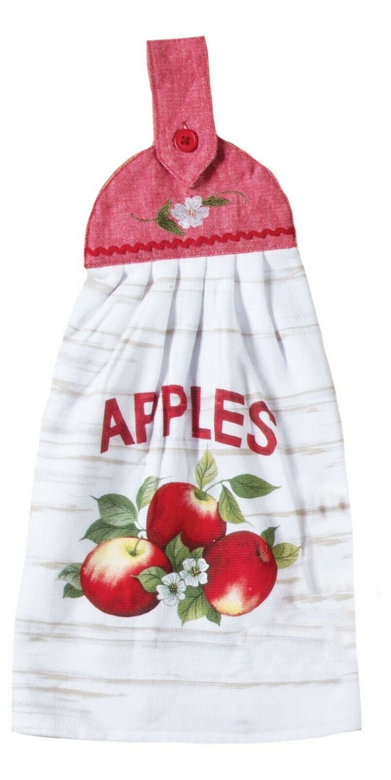 Set of 2 APPLE PICKING Red Apples Terry Kitchen Tie Towels by Kay Dee