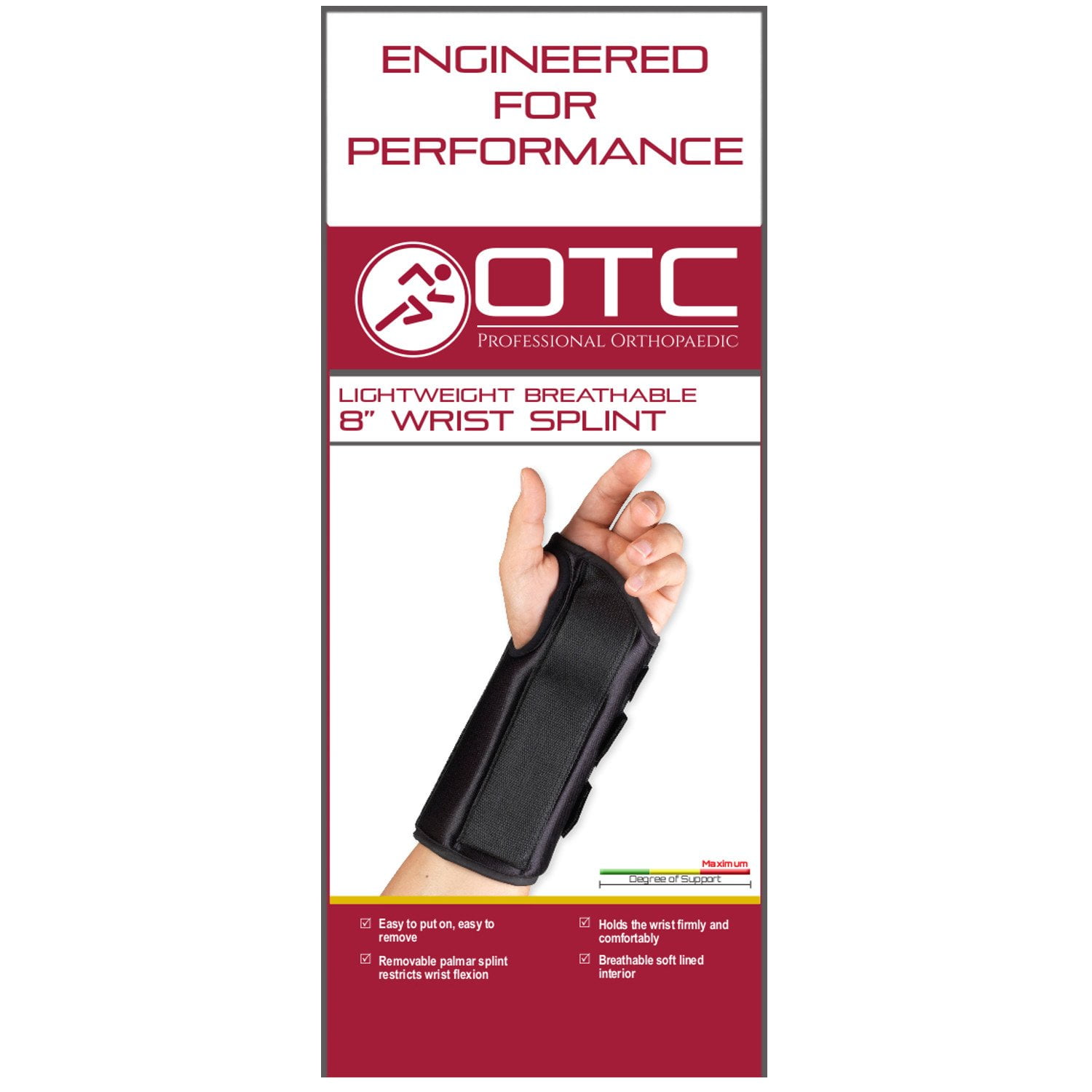 OTC Wrist Splint 2083L, 8-Inch Adult, Lightweight, Lg (Left), 1 ct each