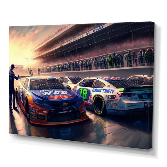 Designart Stock Car Pit Stop V Canvas Wall Art