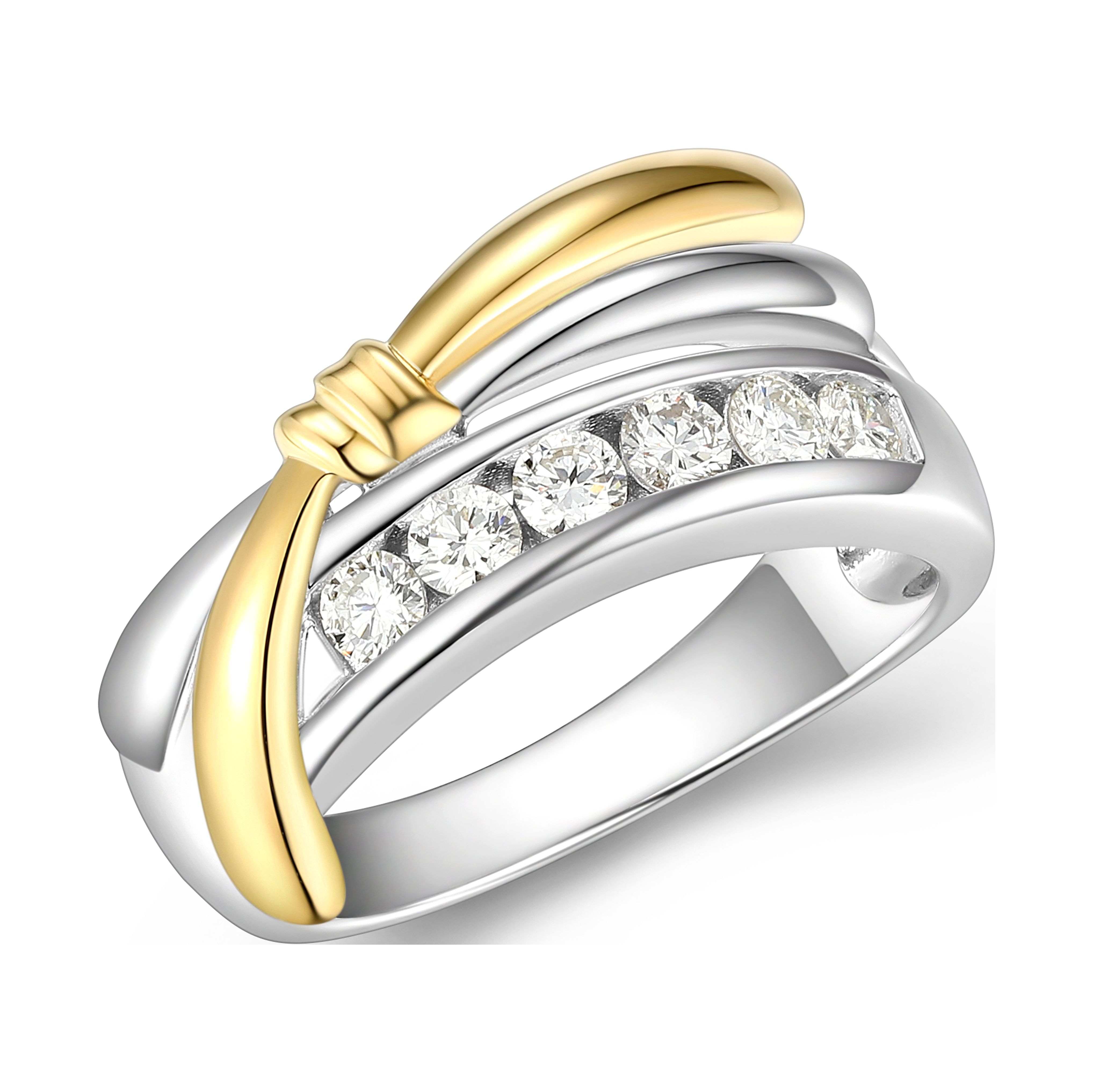 Forever Facets Two-Tone 1/2 CT TW Lab Grown Diamond Ring, Adult Female