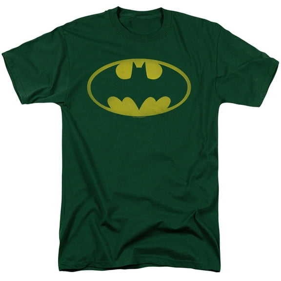 Batman Washed Bat Logo Unisex Adult T Shirt, Hunter Green, Small