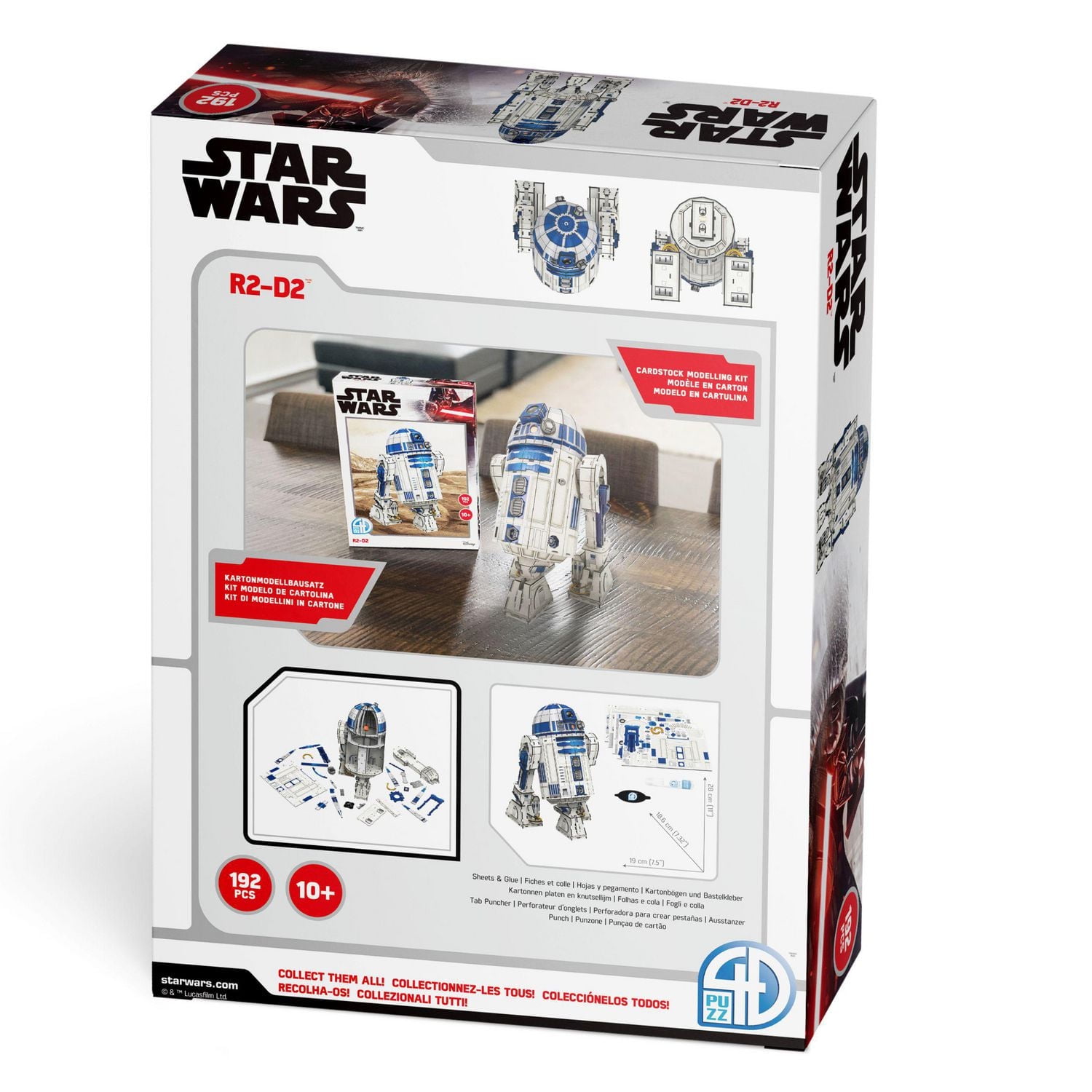 4D Build, Star Wars R2-D2, 3D Paper Model Kit, 192 Piece Paper Model Kit for Teens and Adults, Ages 10+, 3D Star Wars Paper Model Kit