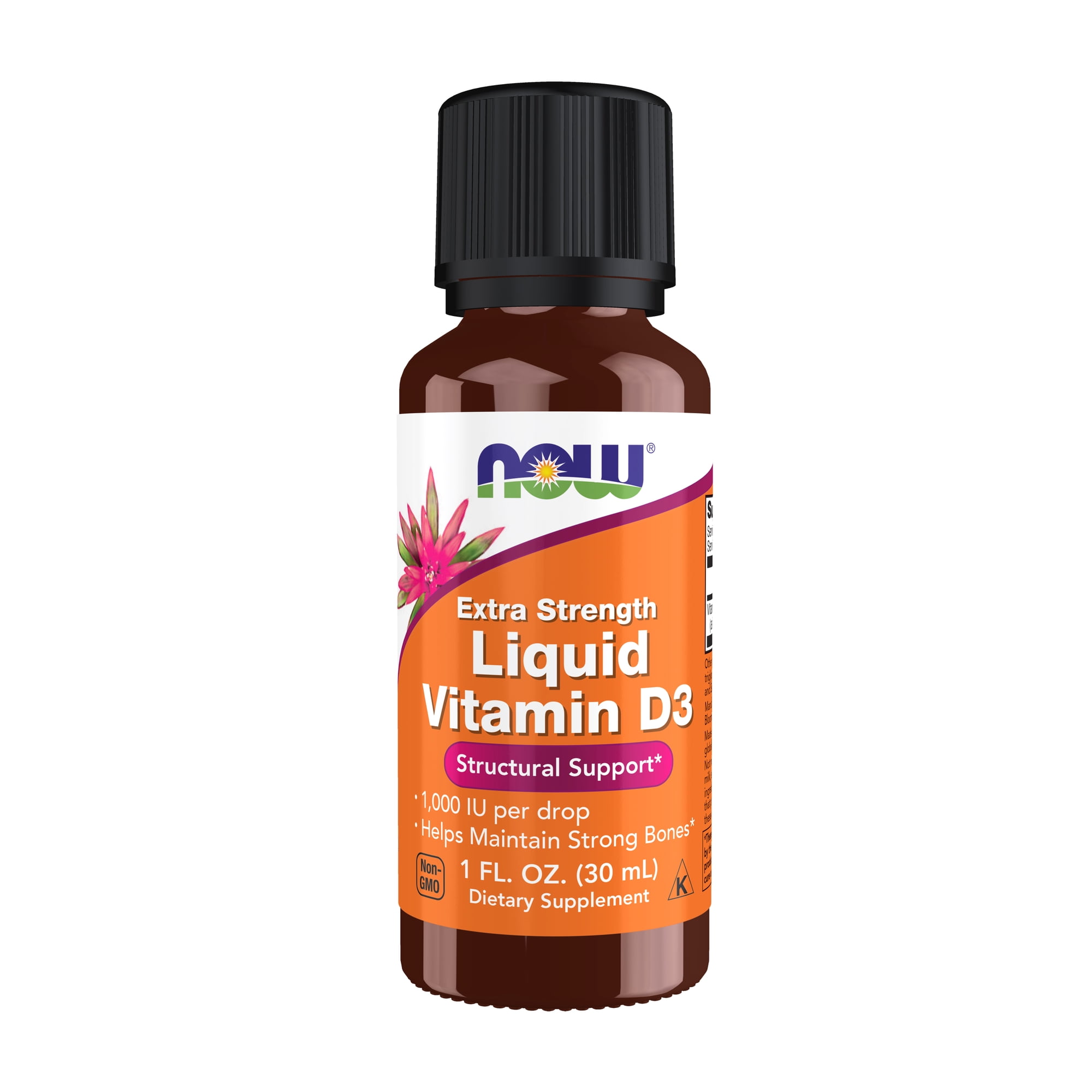 NOW Supplements, Liquid Vitamin D-3, Extra Strength, Structural Support*, 1-Ounce