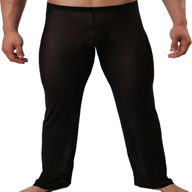 Men‘s Home Sleeping See-through Soft Mesh Perspective Lounge Long Pants