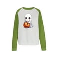 thumbnail image 6 of GaThRRgYP Everyday Essential Round Neck Long Sleeve Tee Women,Women's Halloween Printed Round Neck Long Sleeved Oversized Sweatshirt Green M, 6 of 7