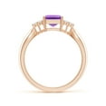 thumbnail image 2 of ANGARA Natural Emerald-Cut 1.5 ct Amethyst Solitaire Ring with Trio Diamonds in 14K Rose Gold for Women (Size-8x6mm) | February Birthstone, Anniversary, Jewelry Gift for Women | Natural Amethyst Ring, 2 of 9